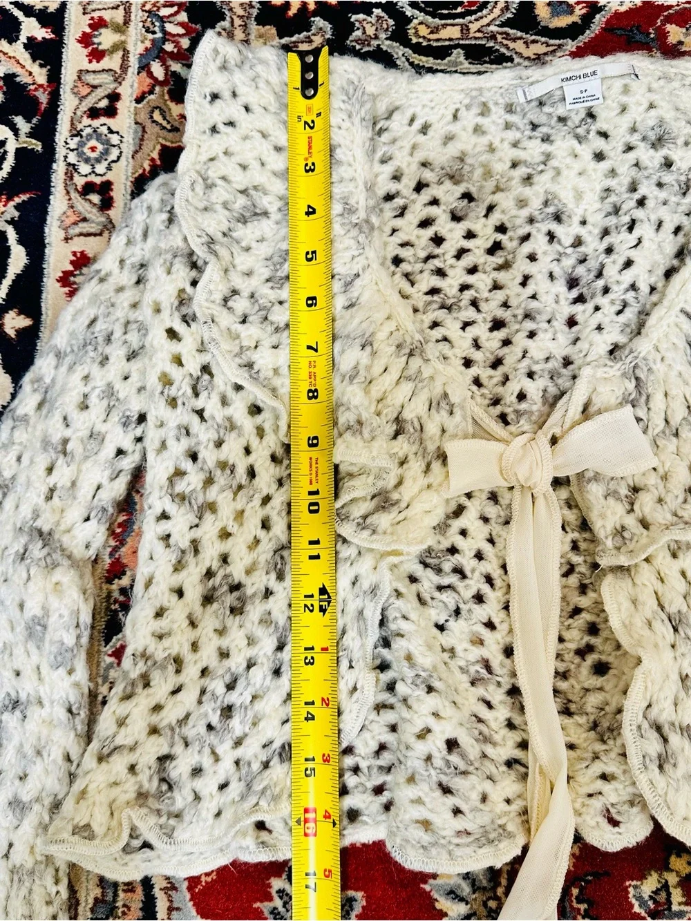 Kimchi Blue Chunky Knit Cropped Open Cardigan W Tie S  Soft Romance  Lagenlook - Picture 4 of 7